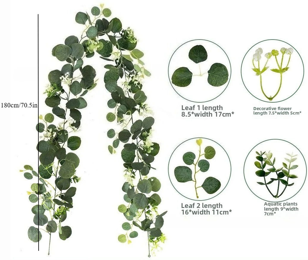guirlande eucalyptus artificielle fleurs blanches decoration mariage exterieur vert rose