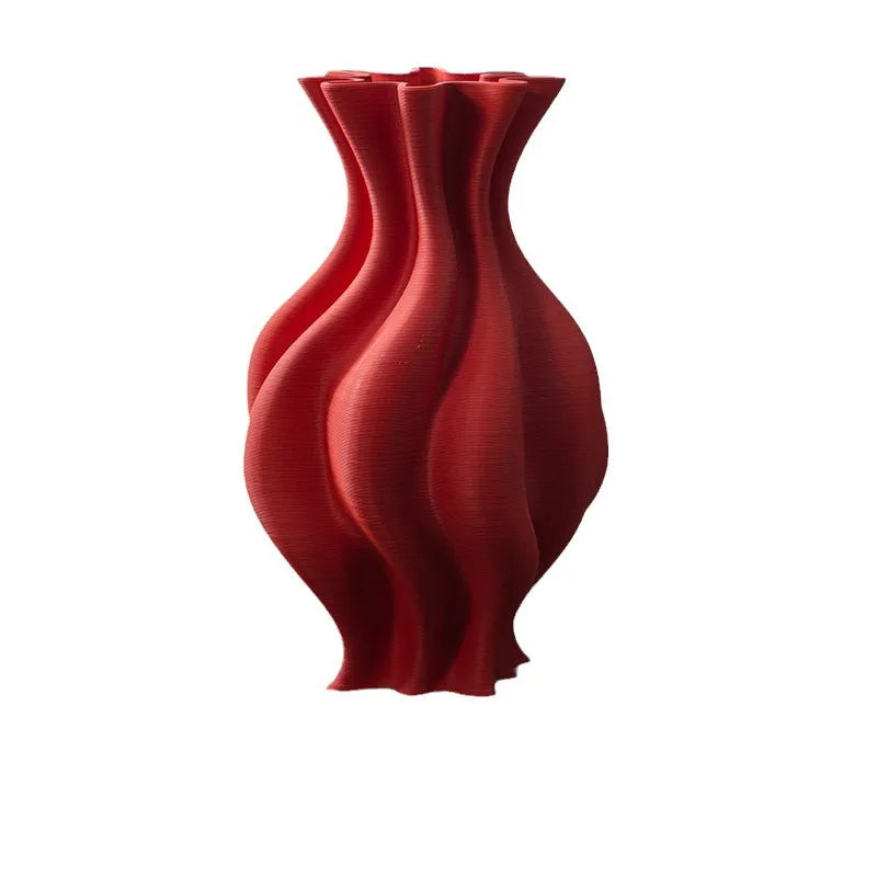 vase moderne blanc marron rouge orange rayures horizontales opacité maison fleurs table