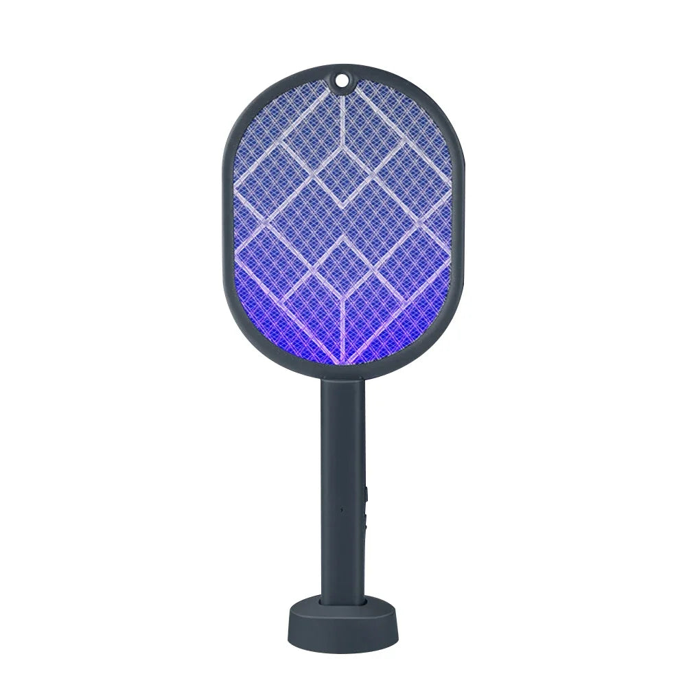 raquette électrique anti moustiques gris violet surface rotative moderne rechargeable fly swatter zapper