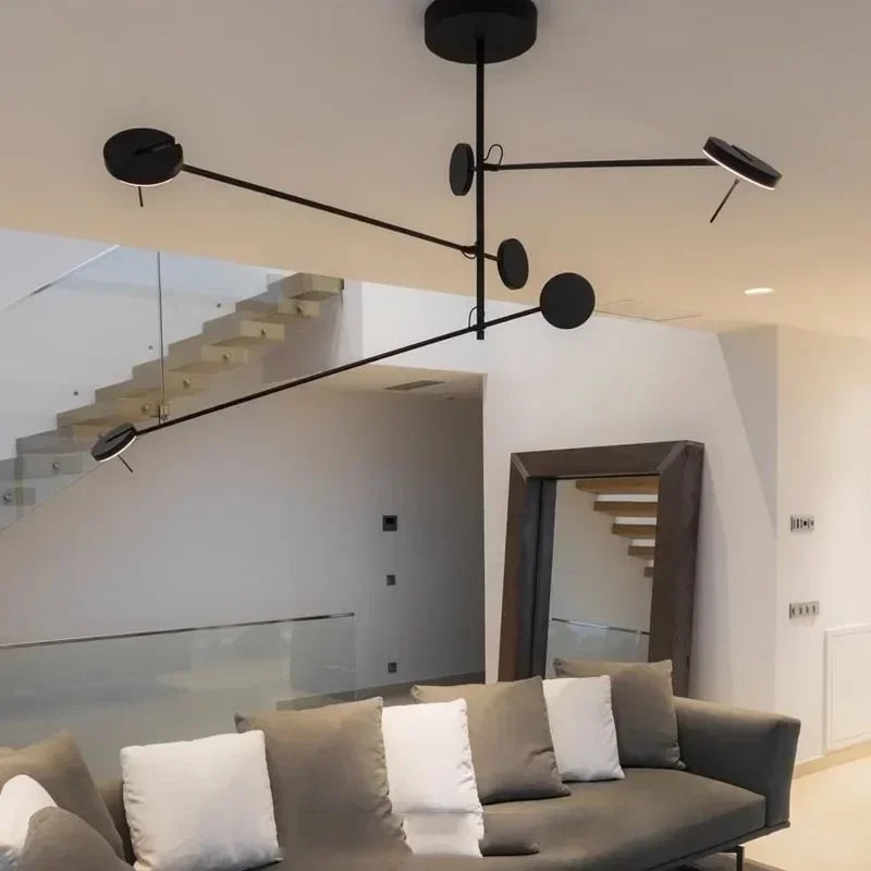 suspension lumineuse moderne multiple leds noir blanc chambre salon