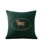 coussins brodés cheval moderne taie d'oreiller polyester coton respectueux environnement vert rose jaune bleu