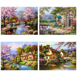 broderie paysage fleurs feuilles multicolore artisanal toile coton fil aiguille guide couleurs échantillons