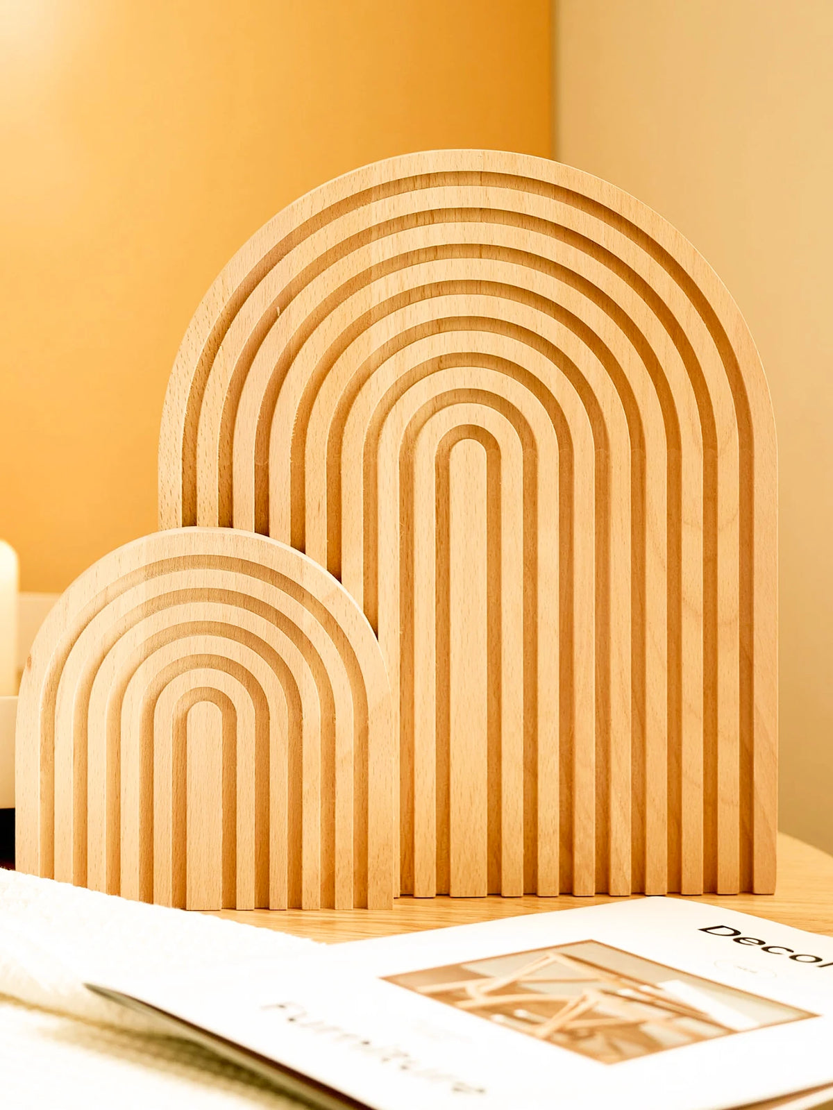 décoration moderne arc bois naturel géométrique minimaliste chambre salon ornement