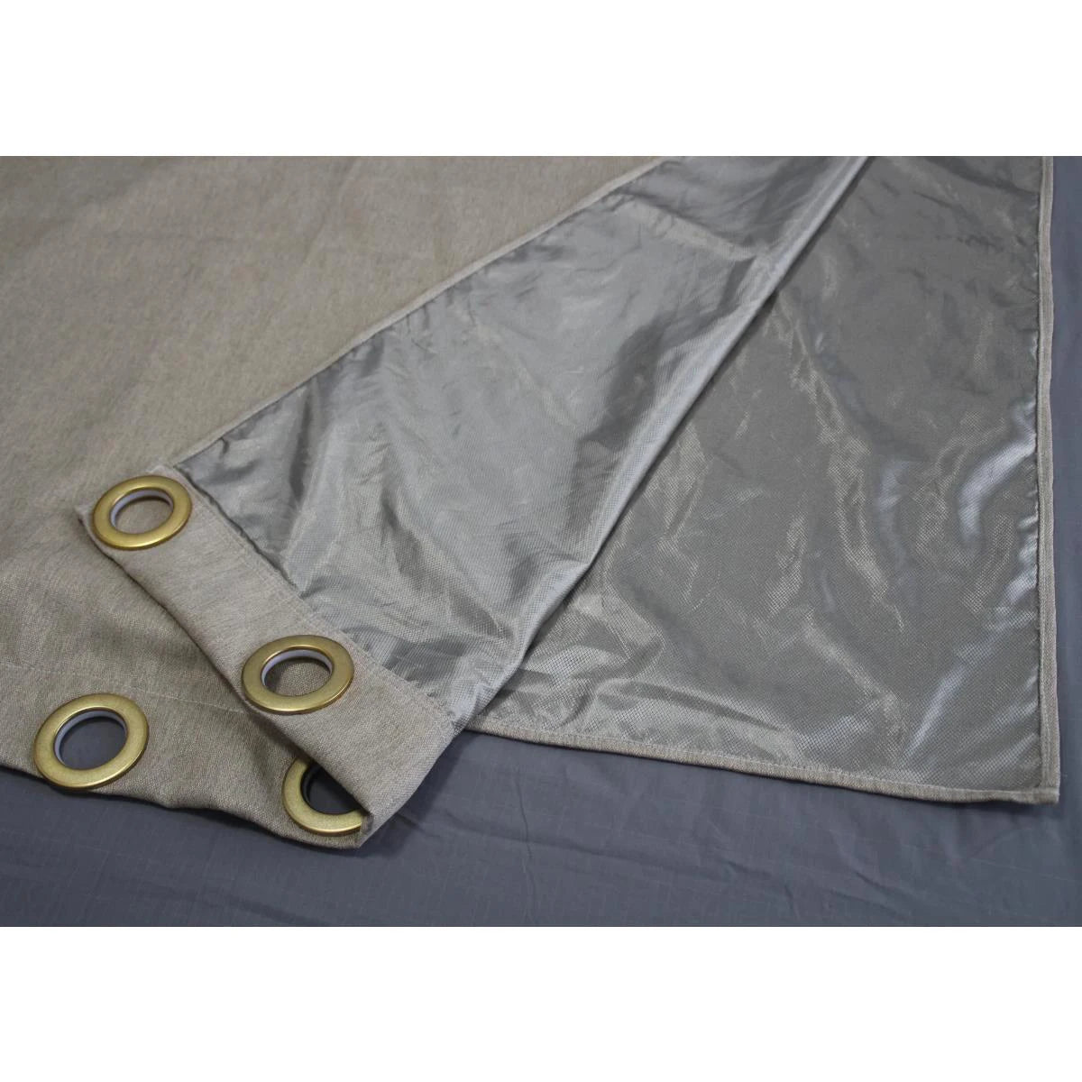 rideau anti radiation beige gris tissu texturé moderne dorés protection emf