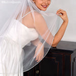 voile mariée blanc bord translucide classique fingertip simple élégant handcrafted
