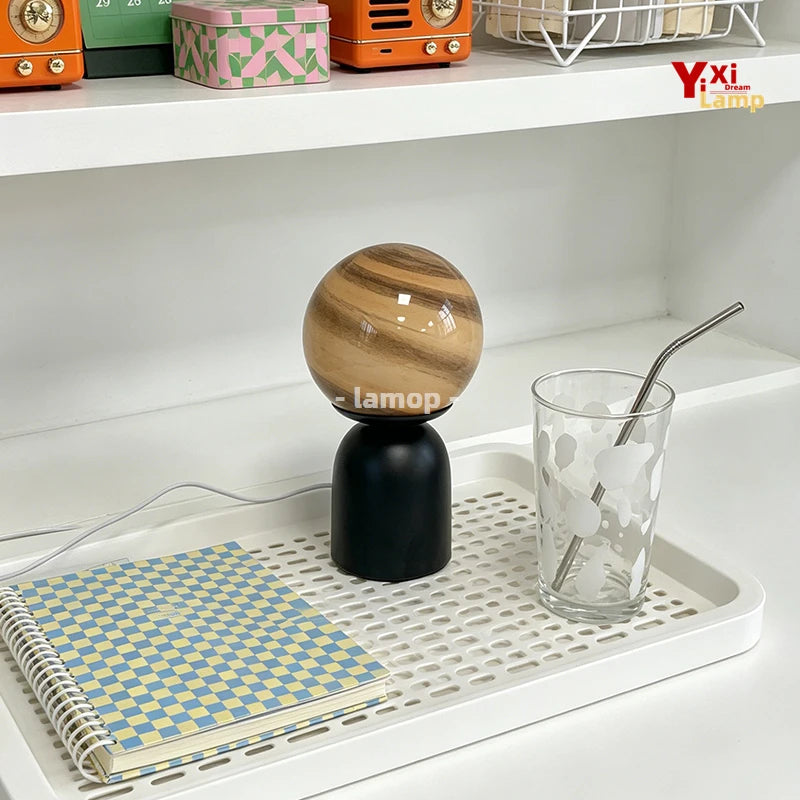 lampe table moderne noir bleu striees led usb rechargeable vitrail opaque chambre