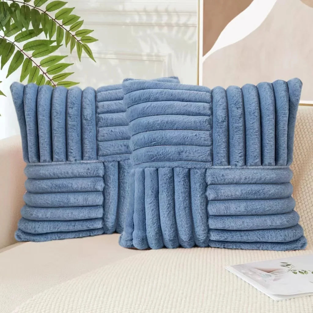 housses coussin polyester rayées blanc modernes adhésives occasionnelle décoration maison