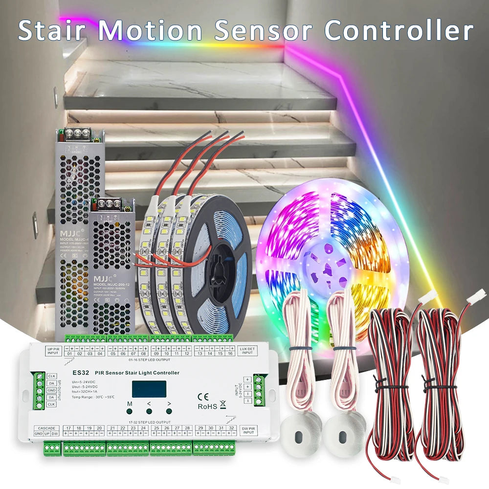 contrôleur lumière escalier détecteur mouvement bande led rgb ic 12v moderne technologique