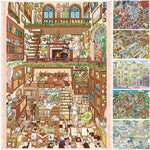 autocollants 3d multicolores illustration village artiste scènes effet diy peinture huile superposés autoadhésifs