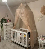 rideau lit bébé étoiles dorées rose blanc moderne translucide chambre enfants