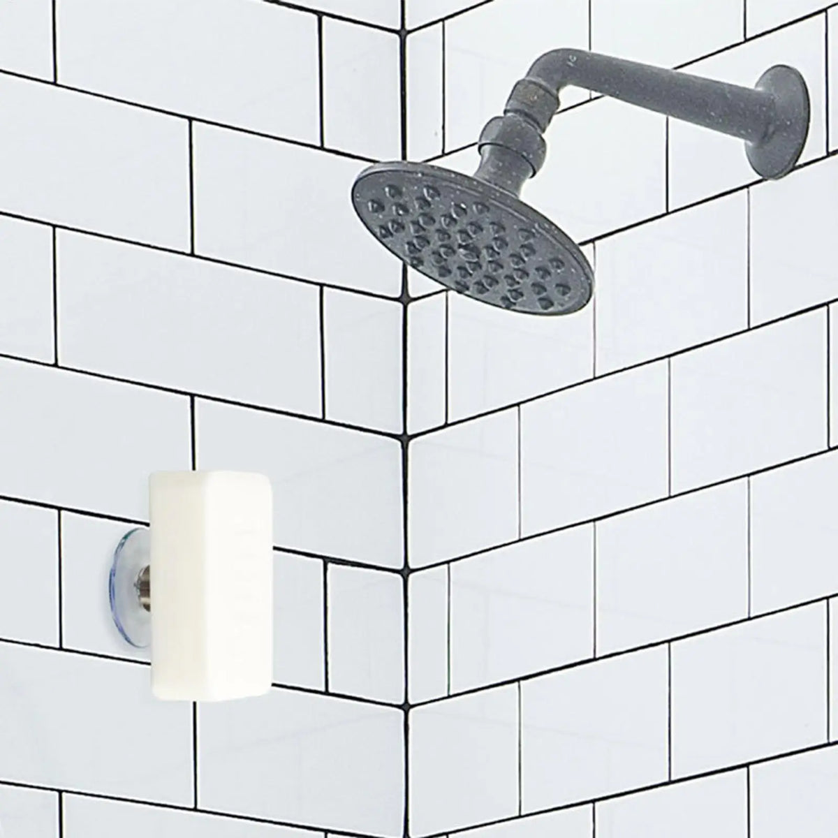 porte savon magnétique moderne argenté jaune clair salle bain rangement mur aimant support douche