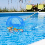 filet piscine bleu maille fine poignée souple moderne nettoyage extérieur enfants transparent acier inoxydable
