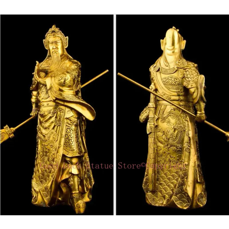 statuette or armure barbe bâton chinois feng shui protection richesse maison argent