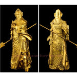 statuette or armure barbe bâton chinois feng shui protection richesse maison argent
