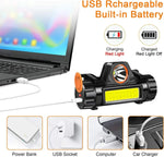 lampe frontale led noir clip camping pêche nuit haute luminosité étanche rechargeable usb