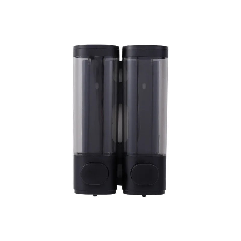 distributeur savon noir transparent moderne fixation murale bouton déclenchement lisse minimaliste