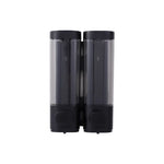 distributeur savon noir transparent moderne fixation murale bouton déclenchement lisse minimaliste