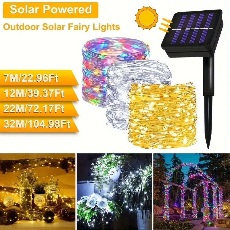 guirlande lumineuse solaire extérieure multicolore étoiles moderne 32m 104.98ft led