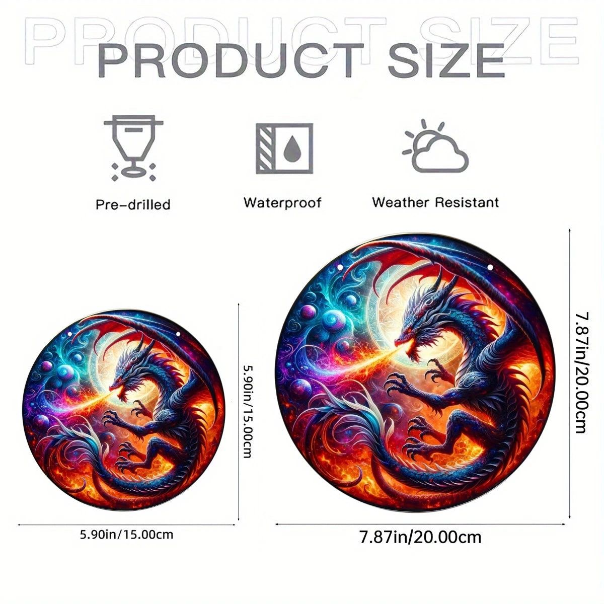 vitrail mural dragon décoratif acrylique rond multicolore art nouveau suspension murale chambre enfant