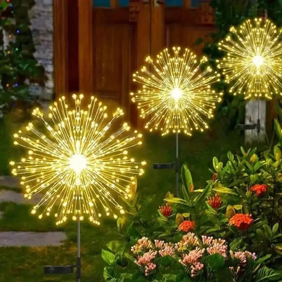lumières solaires multicolores forme fleur pétales lumineux moderne décoratif fixations piquets jardin nocturneextérieur