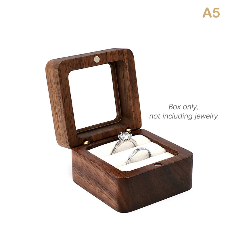 boîtes bijoux bois foncé coffret rangement classique coussin intérieur vis anneaux emballage présentation mariage