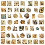 serviettes vintage cartes anciennes boussoles motifs géométriques beige marron bleu noir stickers deco 30pcs