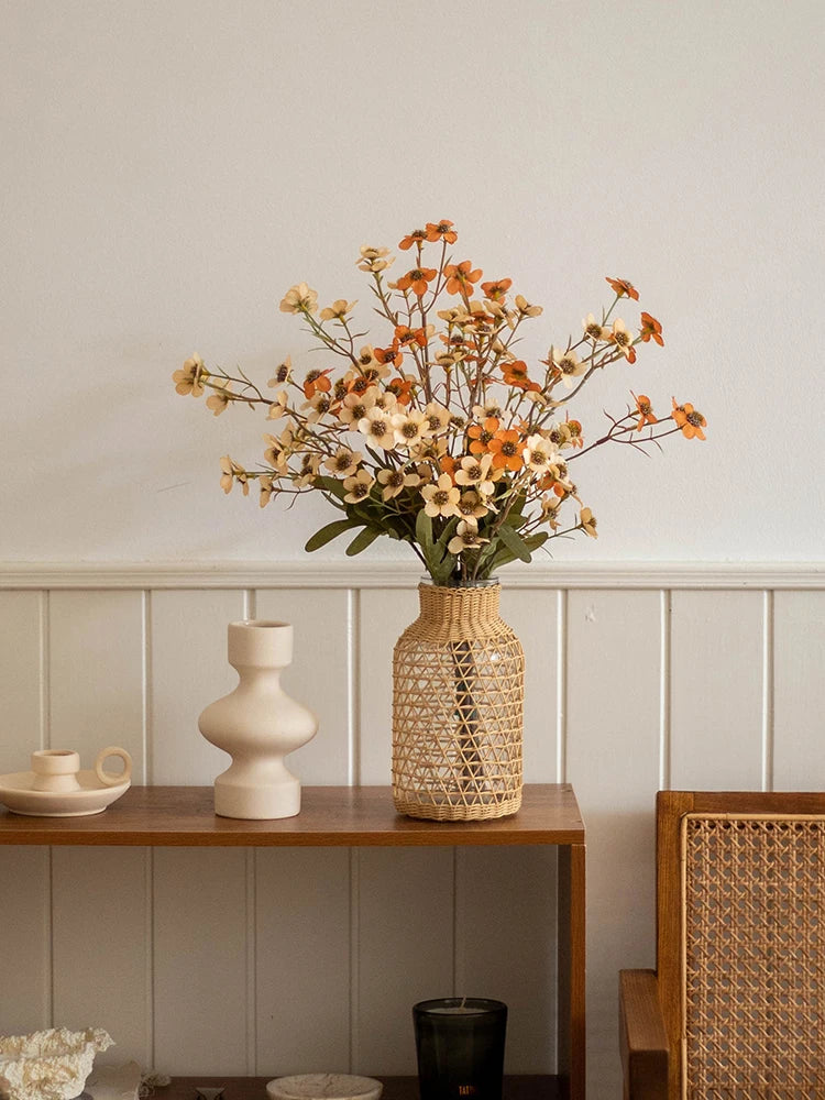 bouquet fleurs artificielles orange blanc vert moderne décoration intérieure maison salon événement festive