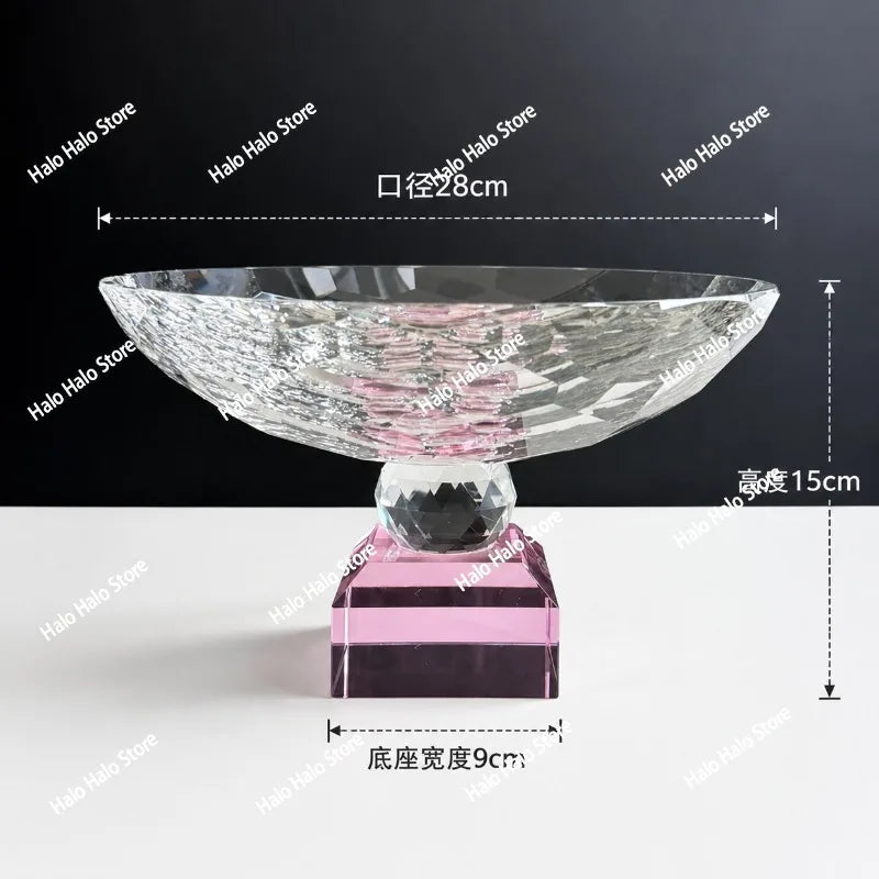 assiette fruits transparente texturée facettes moderne élégante base carrée 28cm hautequalité