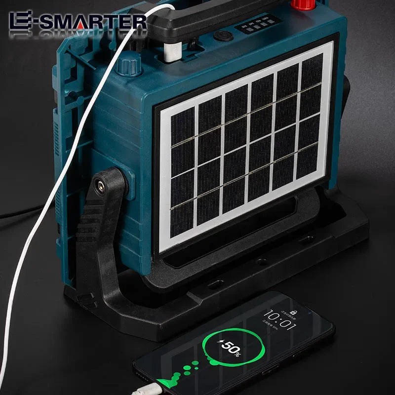 lampe solaire d'urgence bleu noir moderne grille led panneaux solaires camping auto ip65 abs
