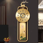horloge murale or traditionnelle décoration florale chiffres arabes métal doré cerf montagnes