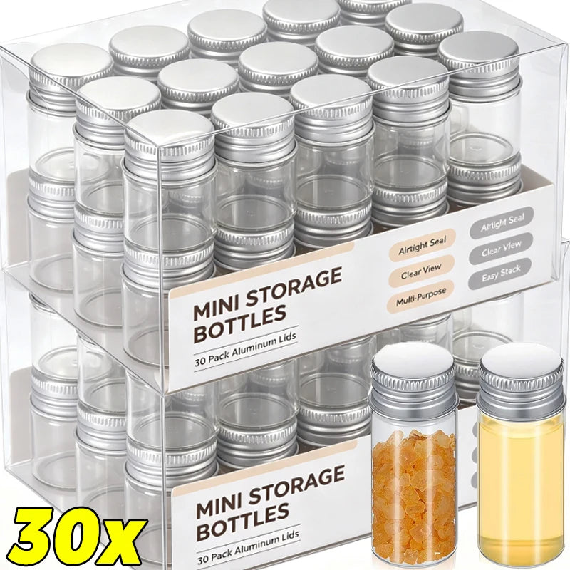 mini bouteilles verre transparentes couvercles aluminium conteneurs minimalistes pots épices rangement bijoux 5ml 7ml