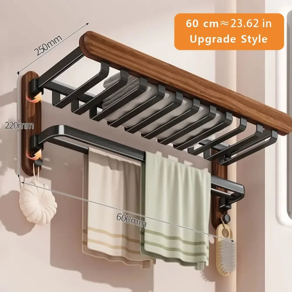 porte serviettes mural noir serviettes bain brosse dents étagère rangement moderne fixations vis 60cm