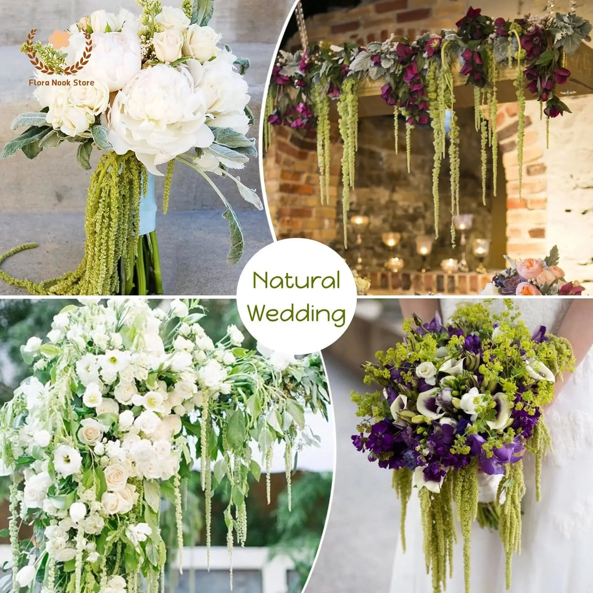 décoration murale fleurs séchées naturelles vert clair finement filamenteuses intérieur anniversaire baby shower