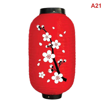 lanterne japonaise traditionnelle papier blanc rouge motif kimono chat mont fuji sakura décoration suspendue