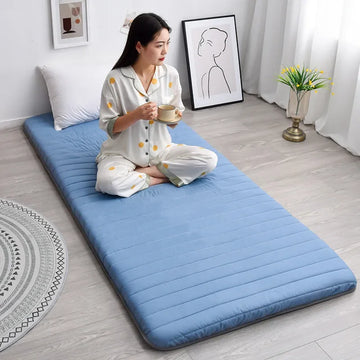 Matelas mousse mémoire forme fibre polyester 90x190CM bleu rose gris moderne