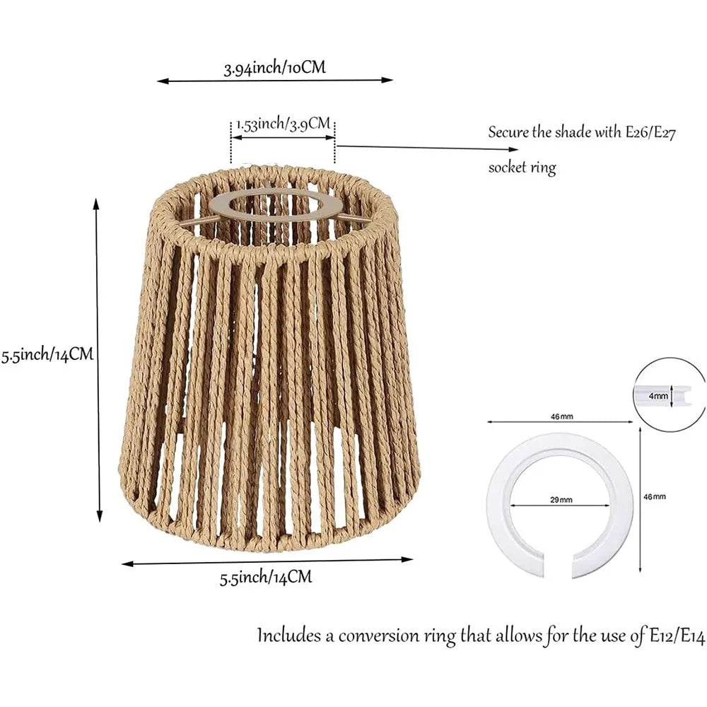 abat jour tressé boho naturel beige luminaire suspendu vintage opalescent
