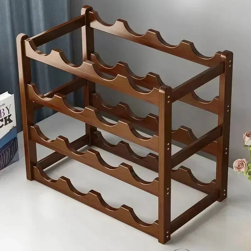 présentoir vin bois marron moderne étages 43cm bouteilles étiquettes rusticité.storage rack