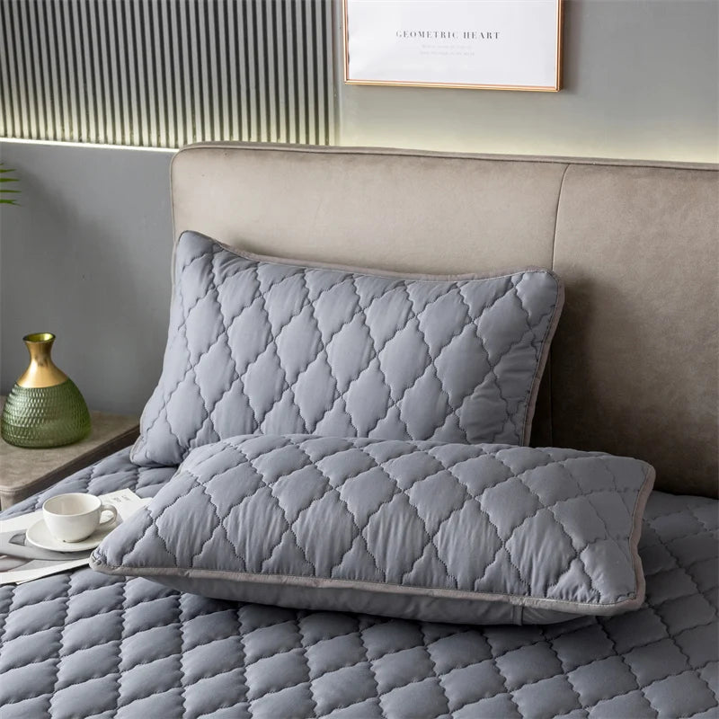 housse coussin patchwork moderne 300 fils bleu blanc rose gris adhésive chambre coucher