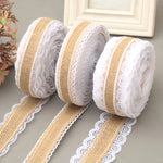 ruban jute dentelle blanche vintage rustique 2m 5m opacité beige blanc decoration cadeau festive