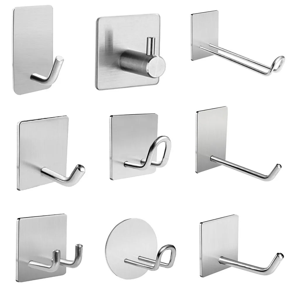 porte serviettes adhésif argenté finition brossée moderne minimaliste acier inoxydable imperméableintérieur décoration murale accessoire