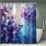 rideau douche violet papillons moderne tapis sol toilette polyester respectueux environnement