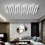 plafonnier moderne acrylique led noir blanc rayures horizontales semi encastrée télécommande lumière chambre salon