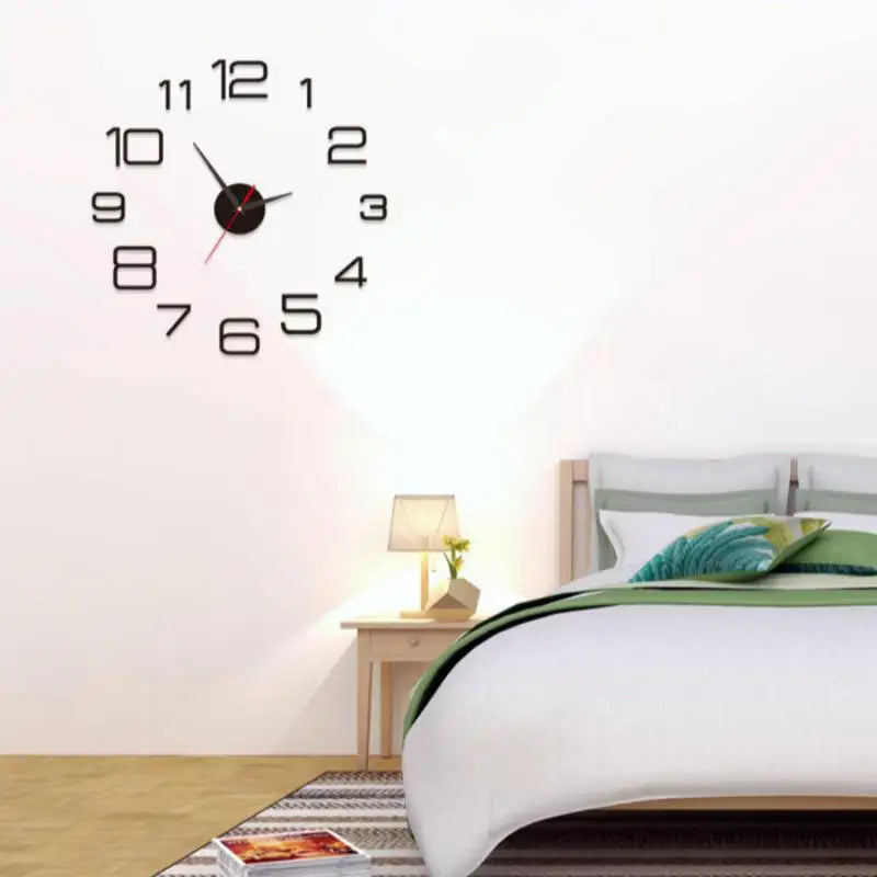 horloge murale moderne noir doré numéros blancs 40cm 50cm opaque sans cadre