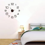 horloge murale moderne noir doré numéros blancs 40cm 50cm opaque sans cadre