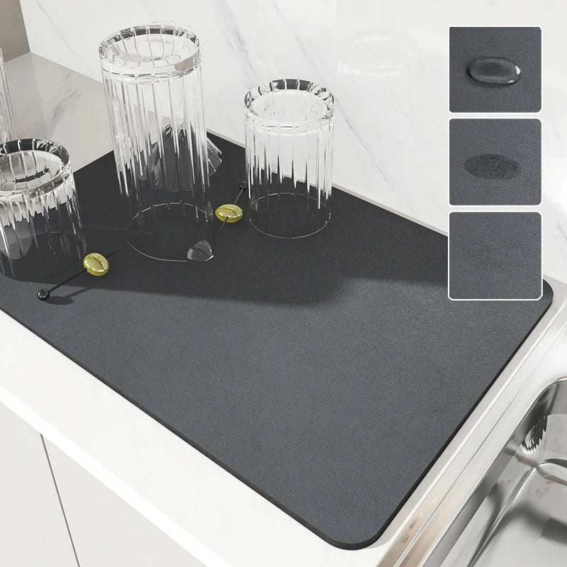 tapis cuisine absorbant rapide séchage antidérapant adhésif gris moderne 20x30 30x40 50x40