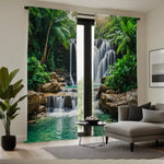 rideau imprimé jungle cascade moderne vert gris beige 100 polyester 60x150CM 75x166CM 105x230CM 130x210CM