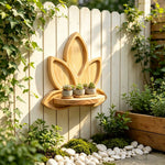 étagère murale bois clair fleur lotus bohème zen décoration naturelle plantes pots bougie