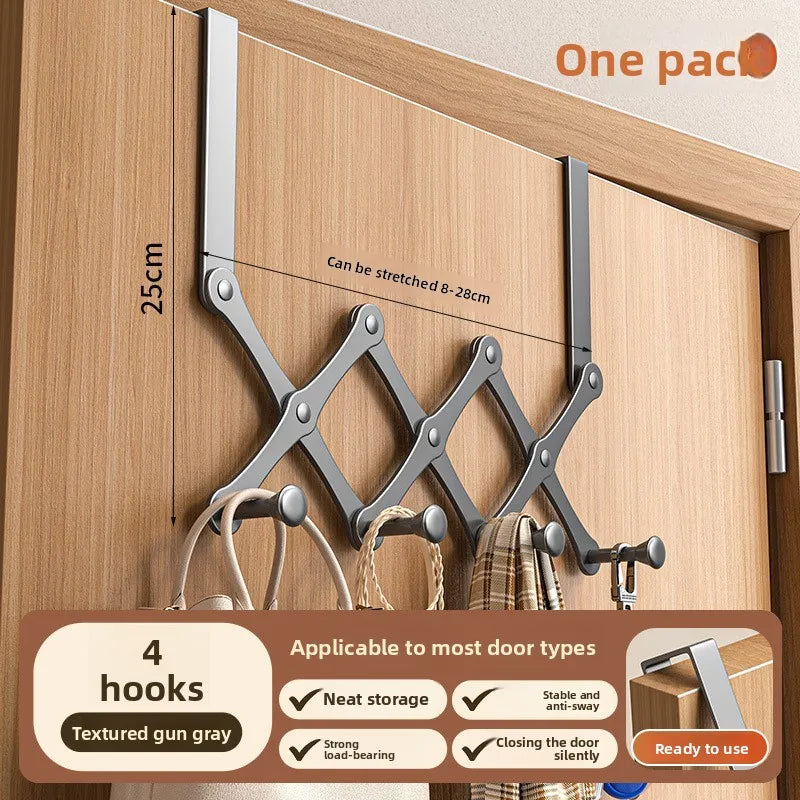 porte manteau extensible gris métallique moderne accroches porte serviettes étagères