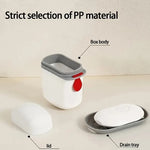 porte savon transparent moderne boîte couvercle plateau drainage gris rouge pratique salle bain