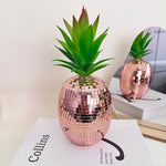 décoration intérieure ananas miroir verre poli or argent rose doré moderne tropical table chambre